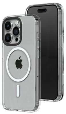 RhinoShield Clear Case kompatibel mit MagSafe für [iPhone 15 Pro] |Überragende Magnetstärke, Vergilbungsresistenz, Kristallklar, optimaler Schutz und personalisierbar - Schwarz Kamera-Ring