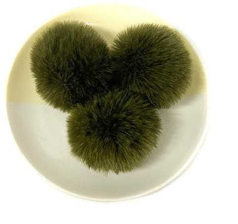 30 Stück 5cm Pompons Kunstfell Bommel Farbiger Fellknäuel mit Elastischer Schlaufe für DIY Basteln Weihnachtsdekoration Tischdekoration Geburtstagsdeko Kleideraccessoires,Armeegrün