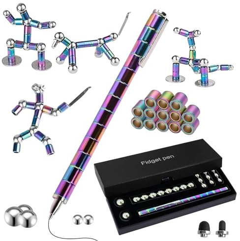 Getyjoe Magnetischer Kugelschreiber Fidget Pen Magnet Stift Stifte Coole Gadgets Lustig Multifunktions Magnetstift für Junge Männer Frauen Freunde Geburtstagsgeschenk -Bunt