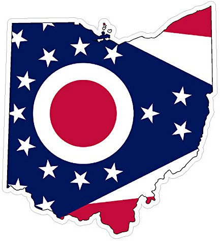 WildeBabsKLBT 15 cm Hochwertiger Autoaufkleber Sticker Aufkleber selbstklebende Folie Ohio State Staat USA Staats Umriss Karte Flagge Fahne D559
