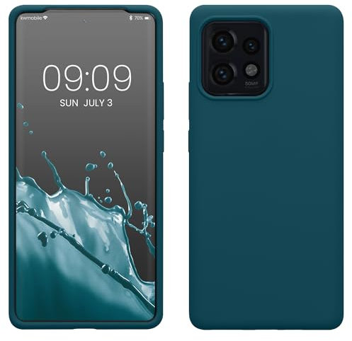 kwmobile Cover per Motorola Edge 40 Pro/Edge+ (2023) Custodia - Back Case per Smartphone in Silicone TPU - Protezione Gommata - petrolio matt