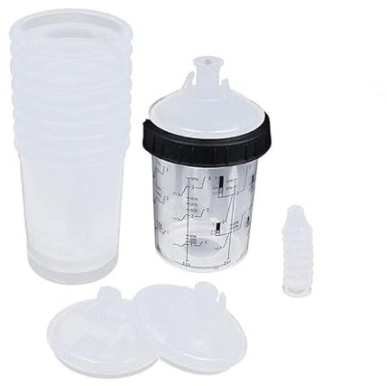 Disposable Paint Sprayer Mixing Cup Liners and Lid System with Retainer Ring Paint Sprayer for Automotive Paint Gun, Paint Spray Paint Gun (400ml)