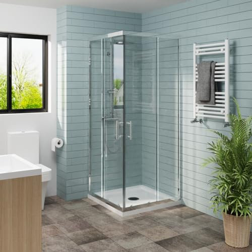 NRG 760 x 760mm Square Corner Entry Shower Enclosure with Double Sliding Doors for Bathroom Enclosure Cubicle