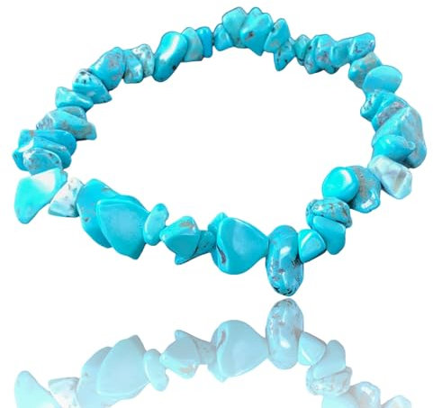 Steinfixx® - Echtes Türkis Splitter-Armband *Lebensfreude* - Hochwertiges Edelsteinarmband mit getrommelten Türkis Splittern