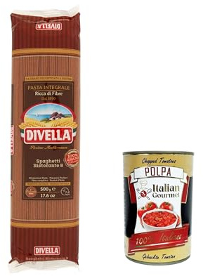 Italian Gourmet Spaghetti Integrale Pasta italiana 10 x 500g Vollkornnudeln | Aus Hartweizen, ricca di fibre; trafilatura ruvida, al dente Biss, ideale con, Gesamtnettogewicht 5 kg + Kostenlos Polpa 400g