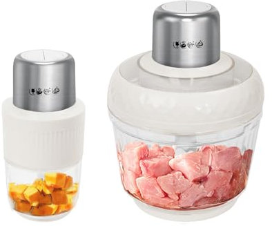 Hoapin Hachoir Électrique 800 W, Hachoir à Viande Avec Bol Verre 3L + 0,5L, 2 Niveaux de Vitesse, Mixeur Bebe Pour Viande, LéGumes, Fruits, Fruit Sec (Blanc)