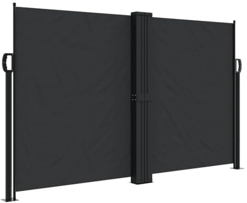 vidaXL Auvent Latéral Rétractable, Brise-Vue de Jardin, Écran de Protection, Écran de Balcon Terrasse Arrière-Cour Extérieur, Noir 140x600 cm