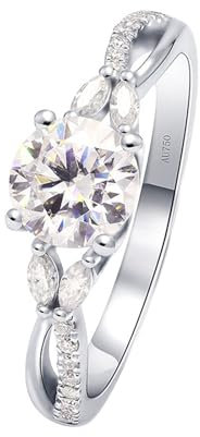 Skcess 18 Karat Weißgold Eheringe Weiß Erstellter Diamant Runden, Verlobungsring Damen Unendlichkeitsring Ring Damen Größe 53 (16.9)
