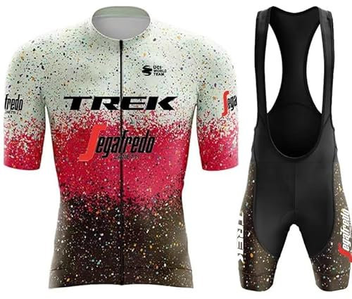 Fenovel Herren-Fahrradanzug, Mountainbike-Anzug, schnell trocknender und atmungsaktiver Fahrradanzug, 19D Gel Radfahren Shorts Hosenträger, Radtrikot (Red, 4XL)