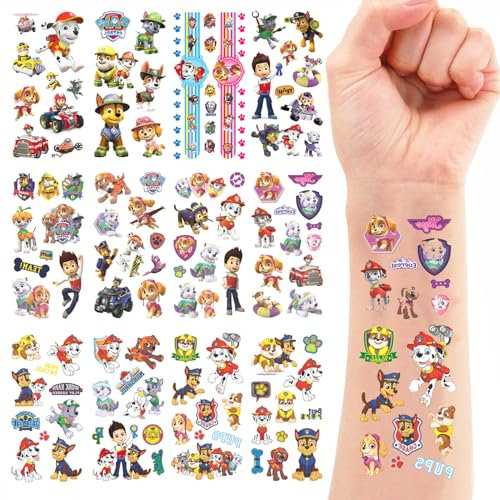 12 Feuilles Tatouage Temporaire Enfant, Kit Fournitures de Fête d'Anniversaire, Etanche Faux Tatouage Garçon Fille (Couleur)
