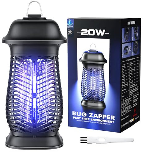 3000v Lampe Anti Moustique éLectrique,Tue-moustiques de 20 Watts avec lumière UV,Ipx4 Anti-Moustique pour Le Jardin, la Cuisine, la Chambre et Le Salon.