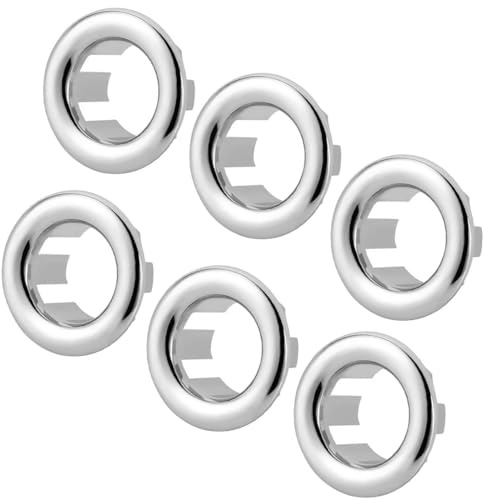 LICQIC Waschbecken Überlauf Abdeckung, 6 Stück Design B, Silber | Waschbecken Überlauf Ring, für Waschtisch Loch