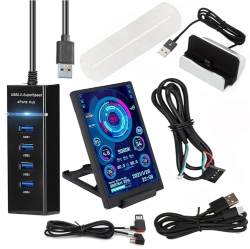 Goufride Schermo Secondario per Computer IPS da 5 Pollici Display Monitor LCD per Computer Display Dinamico USB Sottoschermo per Computer Portatile Facile da Usare B