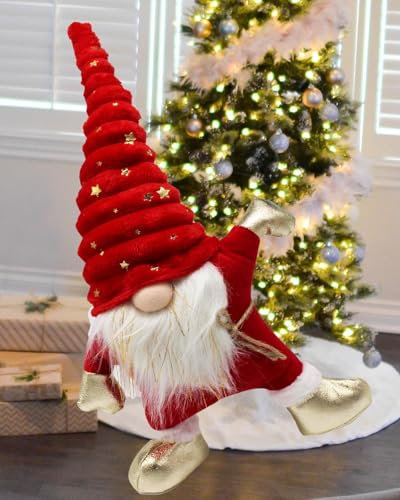 KAMACA XL Deko WICHTEL auf einem Bein stehend 60 cm hoch tolle Dekoidee in Winter Weihnachten (XL Wichtel rot Gold 60 cm)