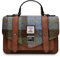Islander Medium Satchel Umhängetaschen, Kastanienbraun und blaues Schottenkaro