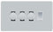 BG Polished Chrome Screwless Flat Plate 4 Gang Light Switch 3x Trailing Edge LED Dimmer 1x 2 Way Custom Switch