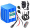 Mspalocell 12.6V 7800mAh lithium-ion battery with charger & connecting line & connector adapter, for solar panel, camcorders, video surveillance, home router, alarm systems, DIY lamp