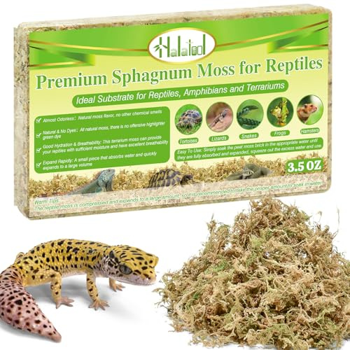 Halatool 100g Sphagnum Moos für Reptilien Terrarium & Kleintierbedarf | Natürliches Langfaseriges Trockenmoos als ideal Substrat & Einstreu für Turtles, Geckos, Schlangen, Frösche, Hamster