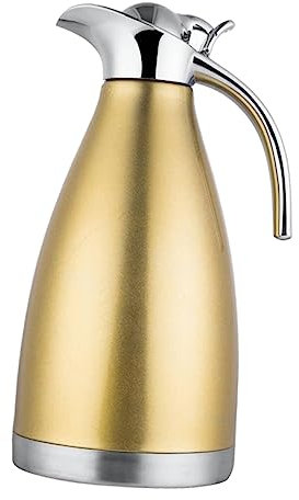 ABOOFAN Stylish Kettle Double Walled Vacuum Pot Insulated Stainless Steel Bottle Yellow 2l