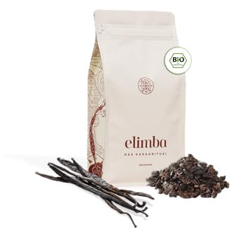 Elimba Bio Barista Vanille Kakaogranulat, AlorVanille 400g mit echter Alor-Vanille, 100% vegan - Premium Criollo Rohkakao Trinkschokolade mit min. 65% Kakaoanteil, zeremonieller Kakao