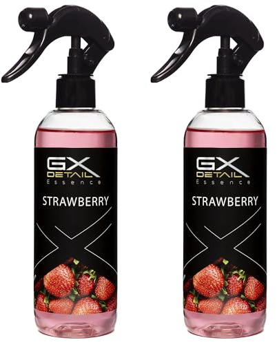 GxDetail Pack de Ambientadores para Coche (2 x 150 ml.) – Fragancias Duraderas y Frescas – Elimina Malos Olores y Sensación de Limpieza – Ideal para Todo Tipo de Vehículos (Fresa)