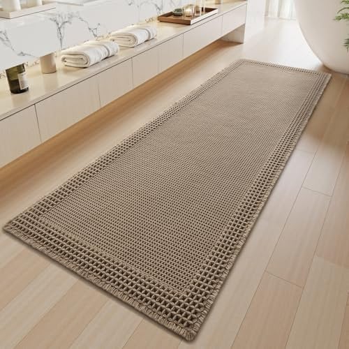 SIXHOME 60 * 180cm Braun Langer Flur Teppich Läufer Teppichläufer Weich Flurläufer rutschfest Lang Küchenteppich Waschbar Teppich Läufer für Küche Wohnzimmer