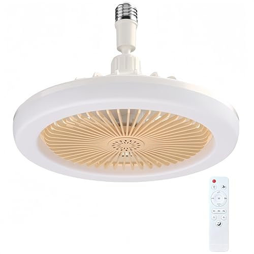 Masinca Ventilateur de Plafond LED 25cm Avec Lumiere Et Telecommande, Plafonnier Silencieux Dimmable 30W, 5 Pales, 3 Vitesses, Timing (Jaune)