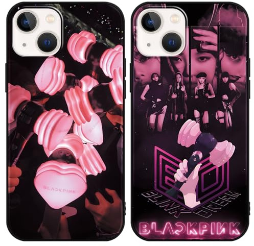 2 Stück Handyhülle für Apple iPhone 13/iPhone 14 Hülle 6.1 Zoll, Blackpick Kpop Star Lisa Rose Jenny Jisoo Ästhetik mit Motiv Designs Schwarz Schutzhülle Stoßfest TPU Weich Ultra Dünn Cover Case