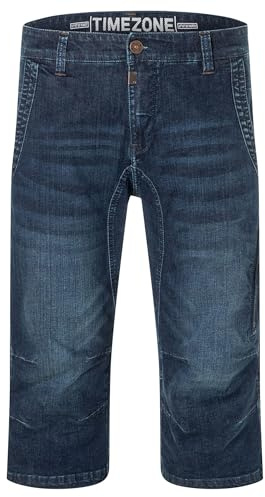 Timezone Herren 3/4 Jeans Shorts knielange Jeanshose 25-10027-00-3444 ConnorTZ Rough Navy Wash W38