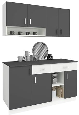 haaus Küchenzeile Berna, Anthrazit/Weiß, L 140 cm