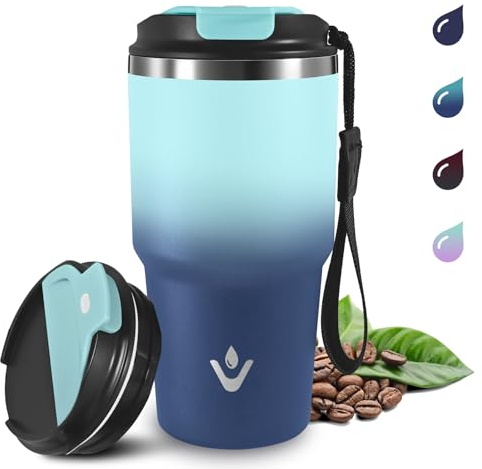 Grsta 600ml Taza Termica de Acero Inoxidable, Vaso Termico Aislada al Vacío, Antifugas Taza Termo, Mantiene el frío 8h y el calor 6h, Vaso Termo Cafe para Llevar, para Frío y Caliente