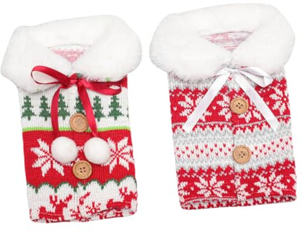 DIYEAH 2pcs Christmas Wine Bottle Cover Tree Pattern Snowflake Pattern Xmas Bottle Cover for Home Dinner Table Decor Christmas Decoration