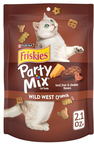 Purina Friskies Cat Treats, Party Mix Wild West Crunch - (Pack of 10) 2.1 oz. Pouches