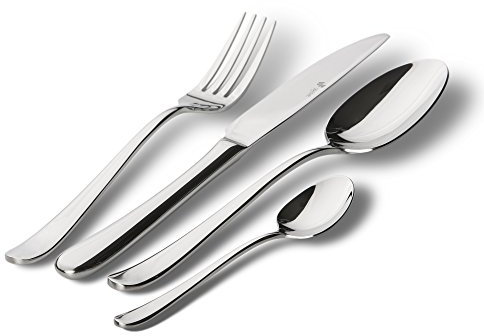 Paul Wirths BLUES Besteckset 12 Personen | harmonische Designformen für besondere Eleganz | Besteck Set 12 Personen aus 18/10 Edelstahl poliert | spülmaschinenfest | Essbesteck 68-teilig