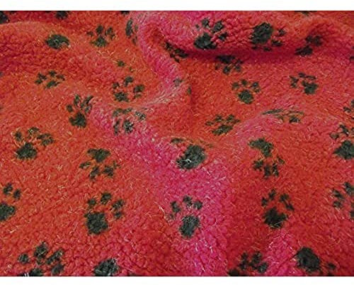 Kunstpelz SHERPA FLEECE Schaffell Stoff Material - ROTE TATZEN - 1 Meter - 150cmx100cm