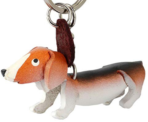 MONKIMAU Herren Schlüsselanhänger Dackel Hunde Figur aus Leder