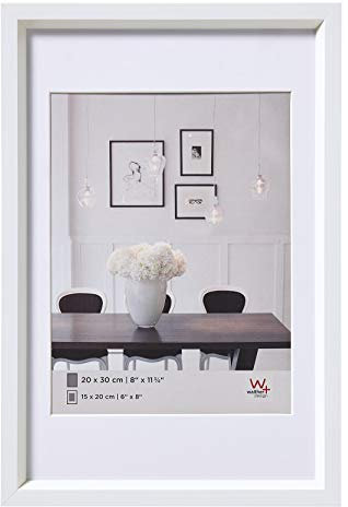 walther design Bilderrahmen weiss 10,5 x 15 cm mit Passepartout, Steel Style Kunststoffrahmen ES015W