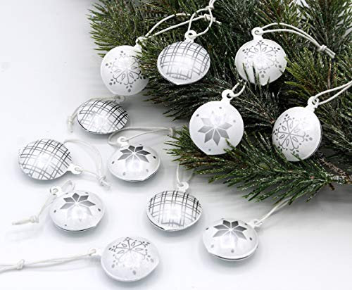 Home Interieur 12er Set Lilienburg Christbaumschmuck Anhänger Metal Weiss DEKO - DY