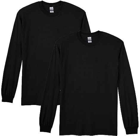 Gildan Adult DryBlend Long Sleeve T-Shirt, Style G8400, 2-Pack, Black, Large
