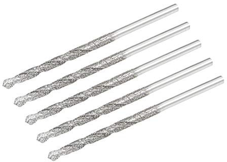 sourcing map 5pcs Foret Hélicoïdal Mèche Diamant 2.1mm en Acier Rapide HSS pour Verre Coquillages Pierre Carrelage