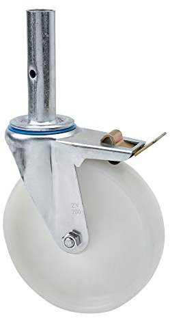 Gerüstrolle 200 mm Zapfen 34 x 135 Kunststoffrad Feststeller Lenkrolle