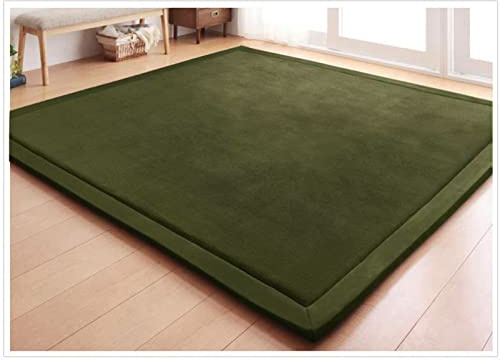 Fancytan Teppich Für Kinderzimmer, Krabbelmatte, Kinder Spielmatte Weich Teppiche Tatami for Schlafzimmer, Wohnzimmer, Klassenzimmer, Olivgrün, 200 x 250 cm