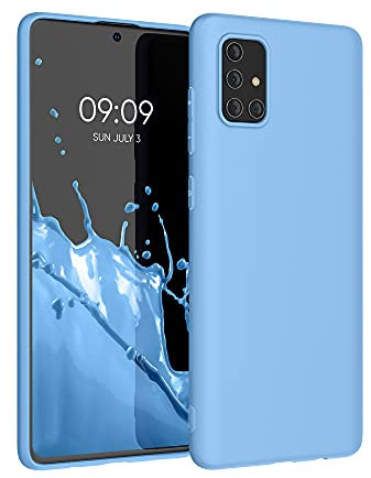 kwmobile Hülle kompatibel mit Samsung Galaxy A71 Hülle - weiches TPU Silikon Case - Cover geeignet für kabelloses Laden - Vintage Blue