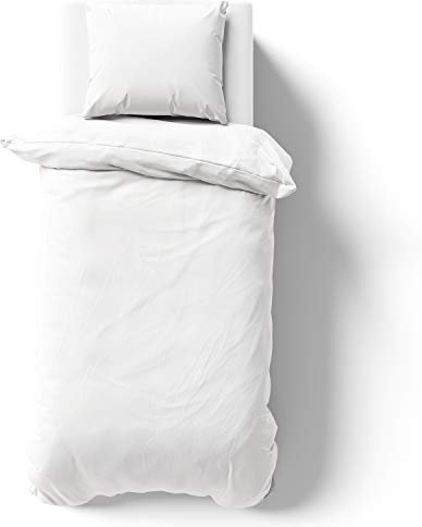 Alreya Mako Satin Bettwäsche 135 x 200 cm mit Kissenbezug 80 x 80 cm - 100% Baumwolle mit YKK Reißverschluss, Superweiches Bettbezug, Oeko-TEX® Standard Zertifiziert, Weiß