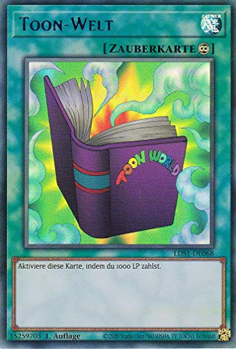 LDS1-DE068 - Toon - Welt - Ultra Rare - Yugioh - Deutsch - 1. Auflage im Set mit Ultra Pro Toploader und Ultra Pro Schutzhülle (Klarsicht)
