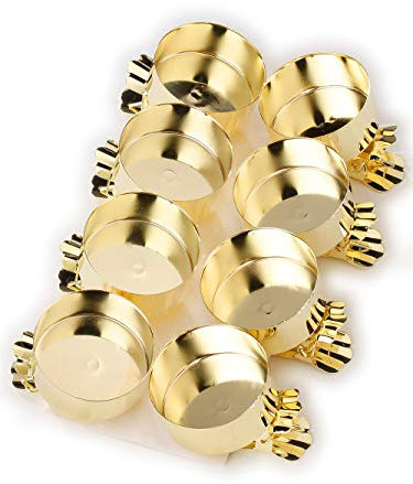 Inge Christmas Goods Clip-Teelichthalter Gold | 8 STK. Metall Teelichtclips 5 cm | Teelicht Weihnachten Weihnachtsbaum |Kerzenhalter Teelichtgröße
