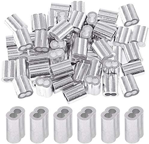 Glarks Lot de 150 manchons à sertir en aluminium de 3 mm pour câble métallique et extrémité de câble (0,3 cm - 150 pièces)