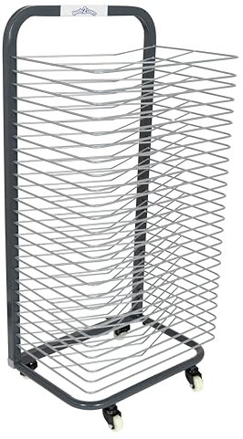 READY 2 LEARN Estante de Secado de Arte, Organizador de Arte Resistente para Pinturas y Dibujos, 25 estantes, Acero, 4 Ruedas, 2 Ruedas de Bloqueo, 96 cm de Alto x 45 cm de Ancho