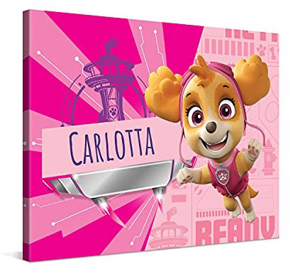 PICANOVA – PAW Patrol Skye Kunstdruck – Carlotta – 80x60cm – Druck auf Leinwand – Personalisierte Wandbilder – Baby–Geschenk Leinwandbild – PAW Patrol Kollektion