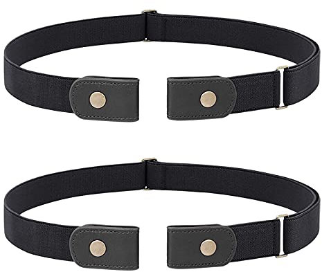2 Stück Gürtel ohne Schnalle Herren, Elastischer Gürtel Unsichtbare Dehnbarer Justierbar Stretchgürtel Schnallenfreier 3.51 Breit für Jeans Hosen